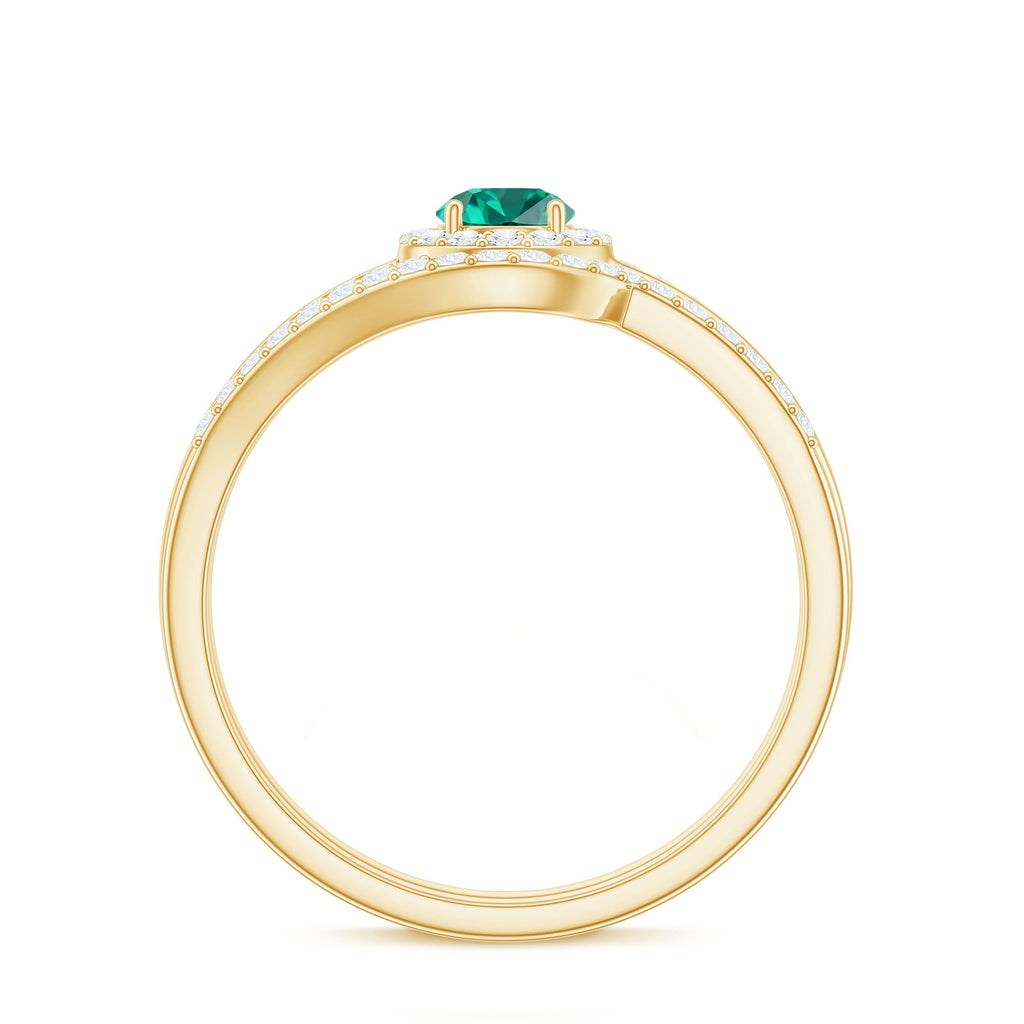 Certified Lab Grown Emerald Diamond Wedding Bridal Ring Set of 2