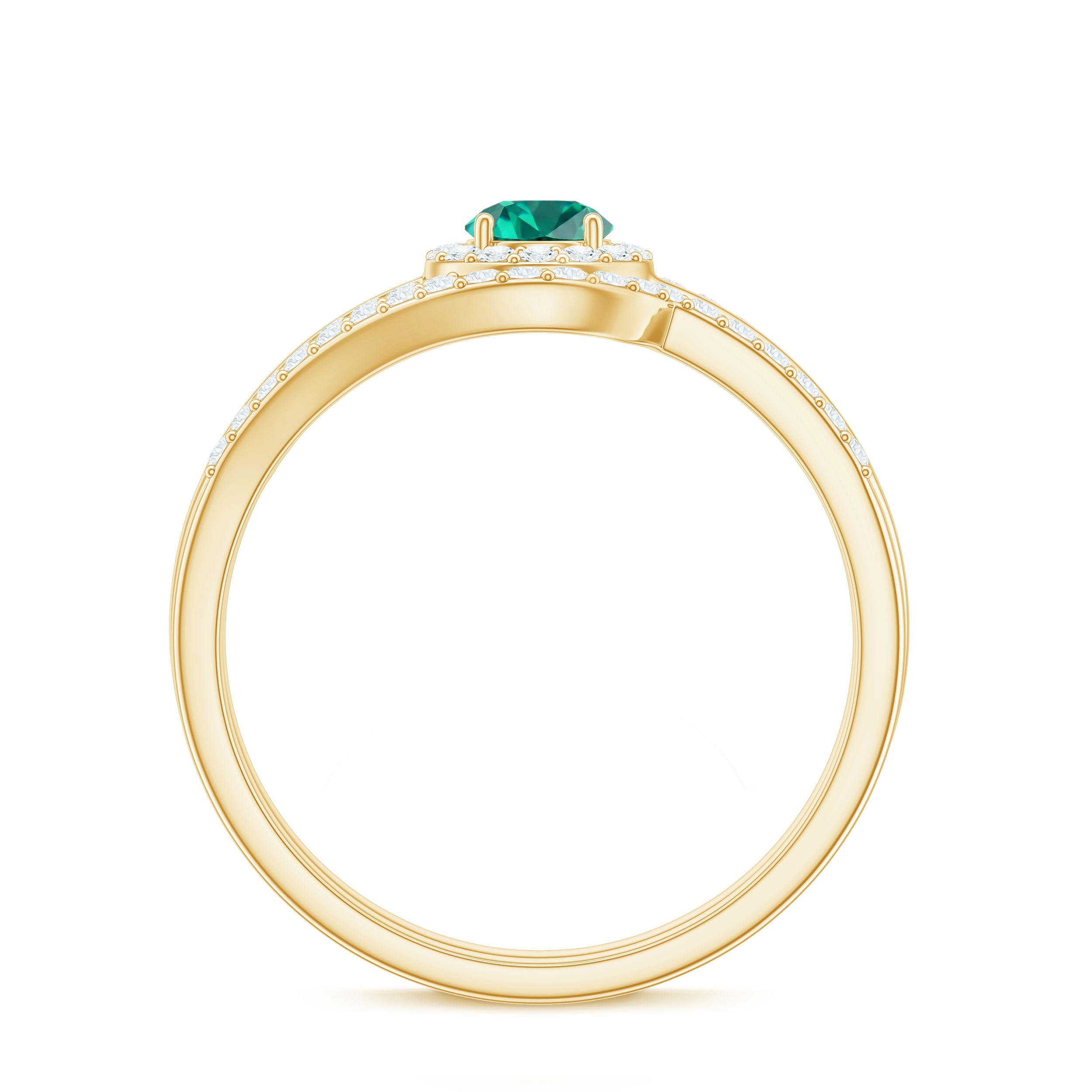 Certified Lab Grown Emerald Diamond Wedding Bridal Ring Set of 2