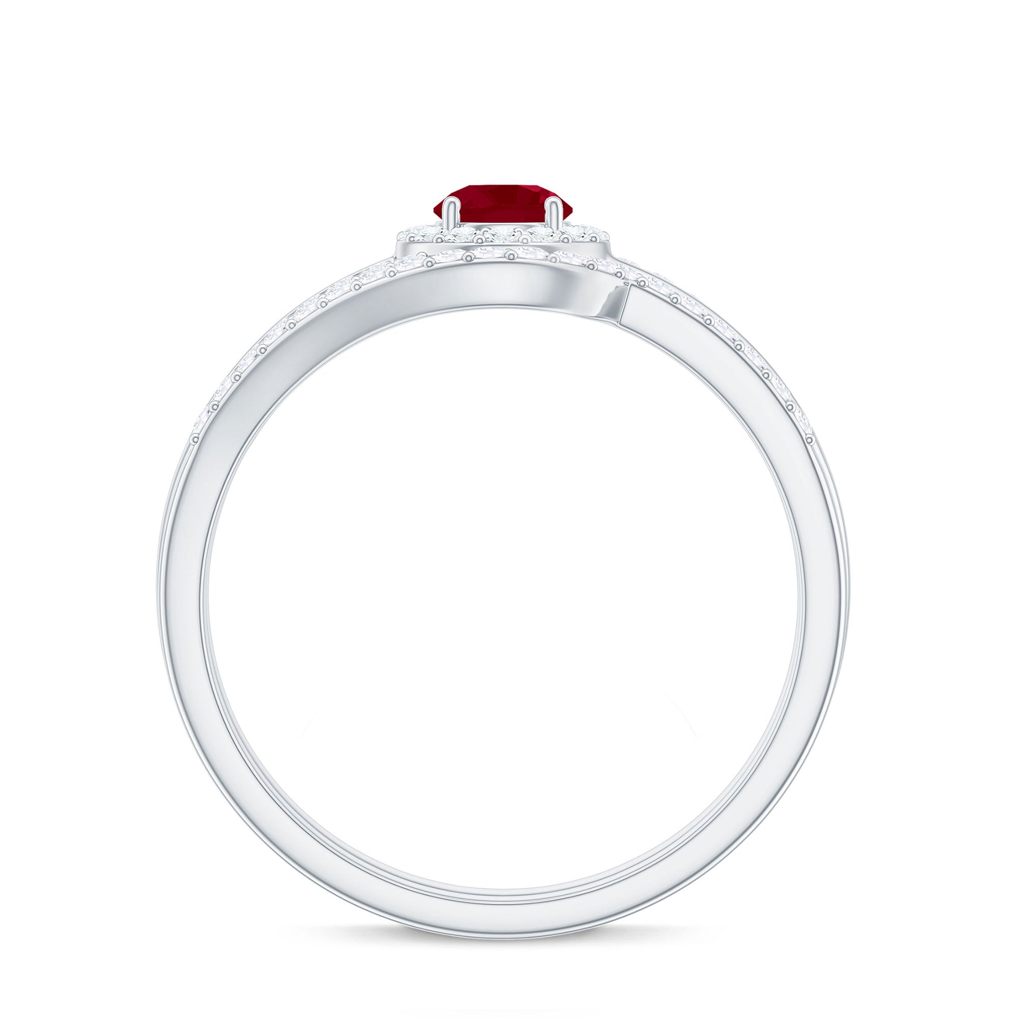 Natural Ruby Diamond Wedding Bridal Ring Set for Women