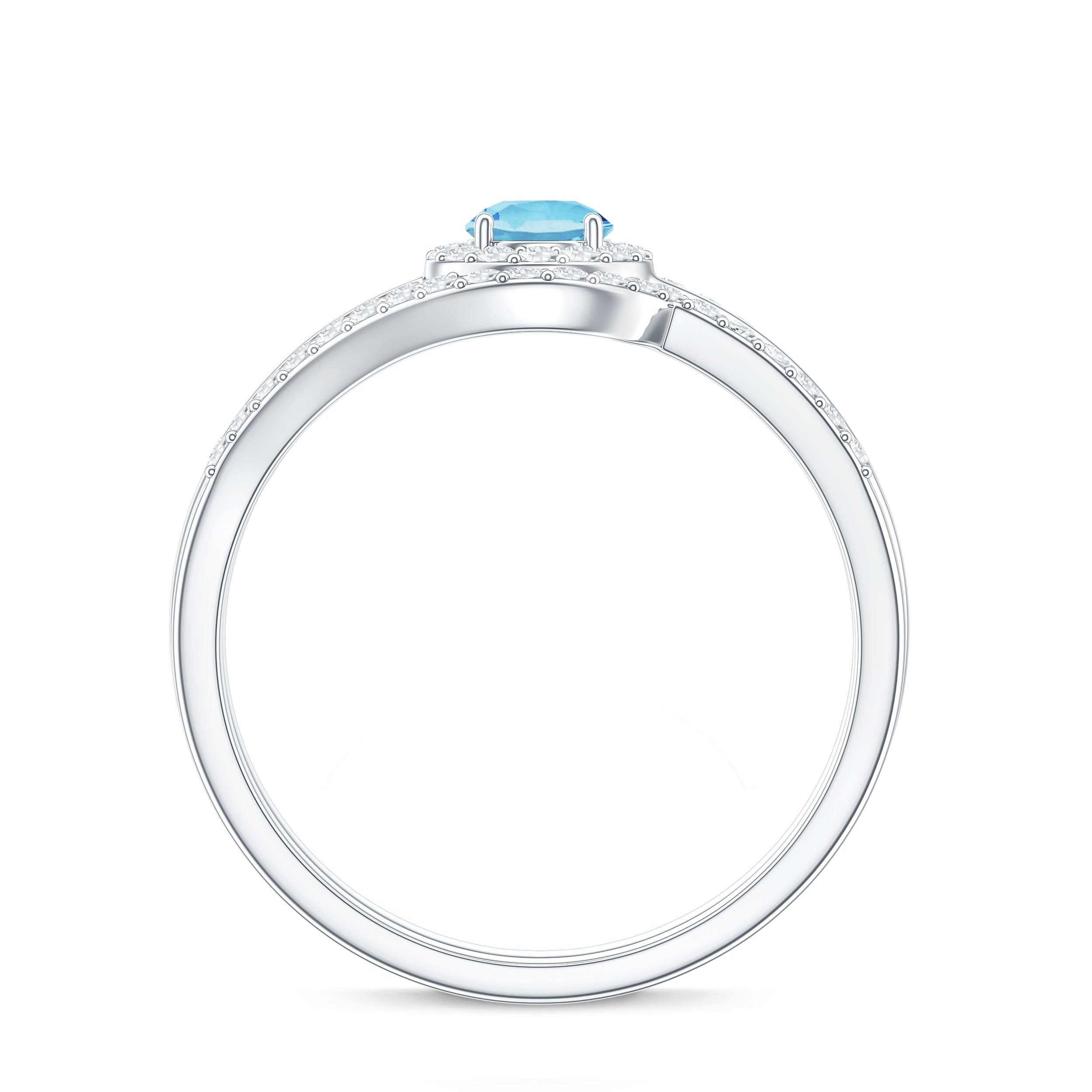 Certified Real Aquamarine Engagement Ring with Diamond Enhancer