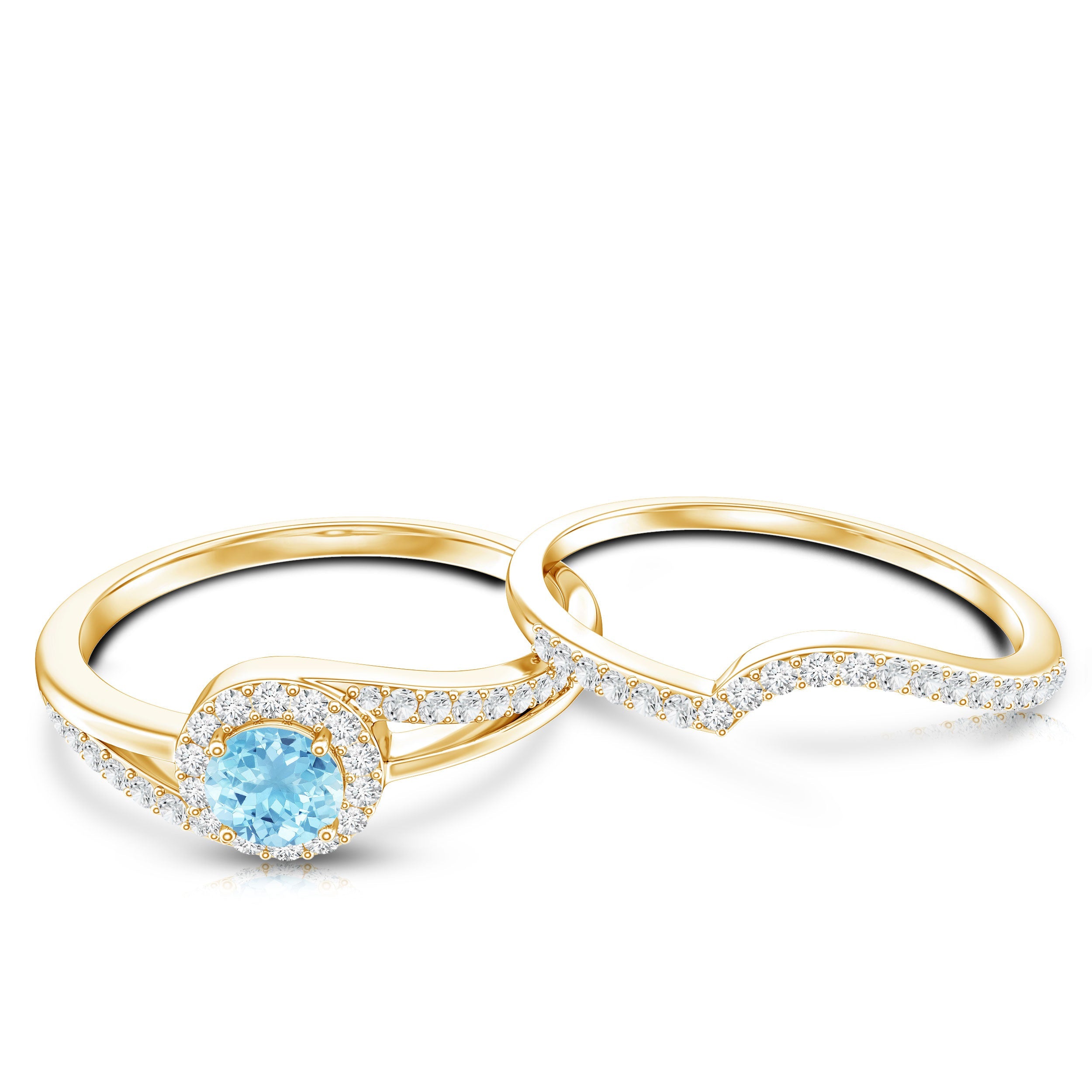 Certified Real Aquamarine Engagement Ring with Diamond Enhancer