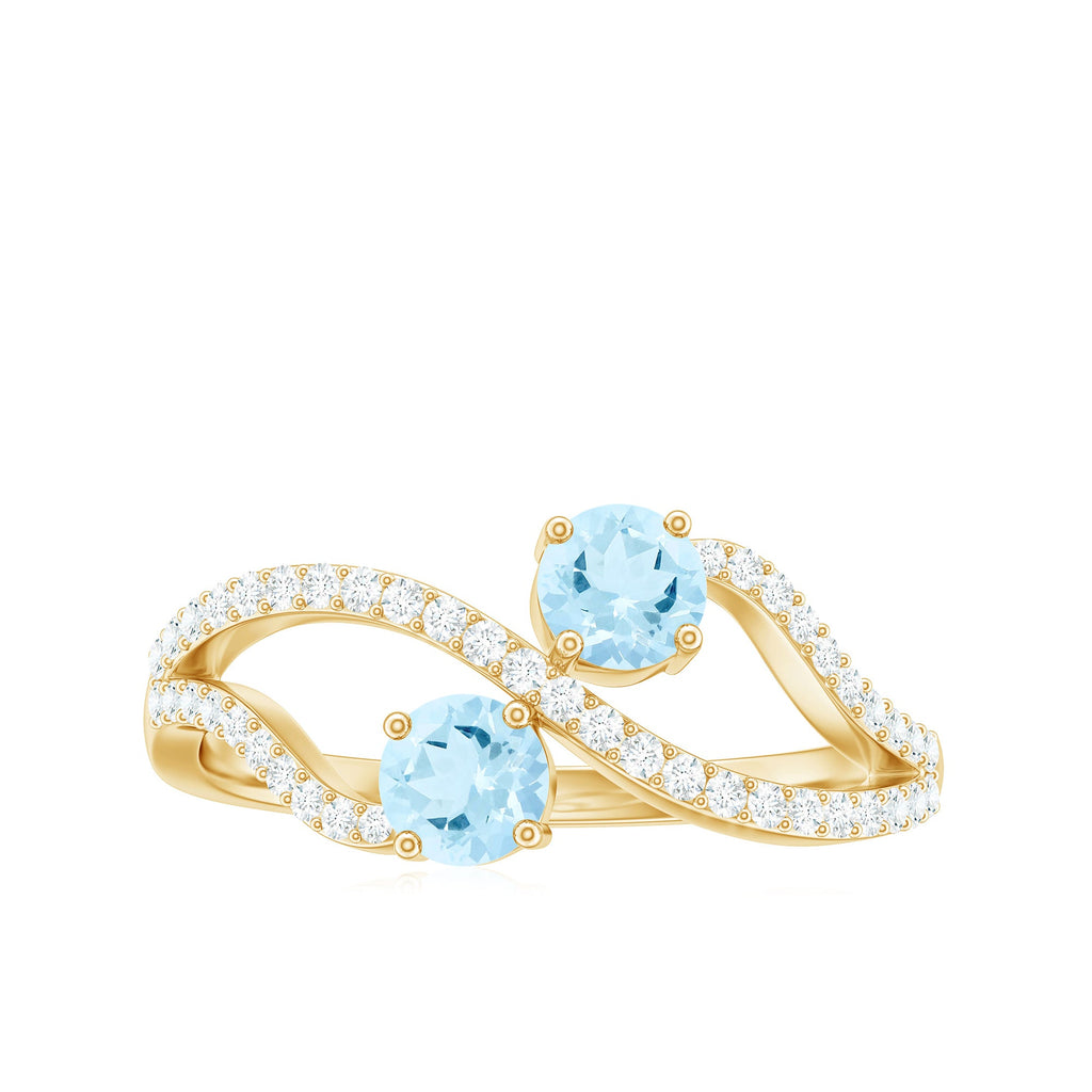 2 Stone Aquamarine and Diamond Infinity Promise Ring for Women