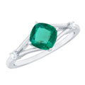 Certified 0.9 Carat Cushion Cut Lab Grown Emerald Diamond Engagement Ring with Split Shank