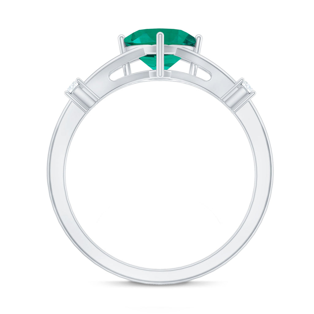 Certified 0.9 Carat Cushion Cut Lab Grown Emerald Diamond Engagement Ring with Split Shank
