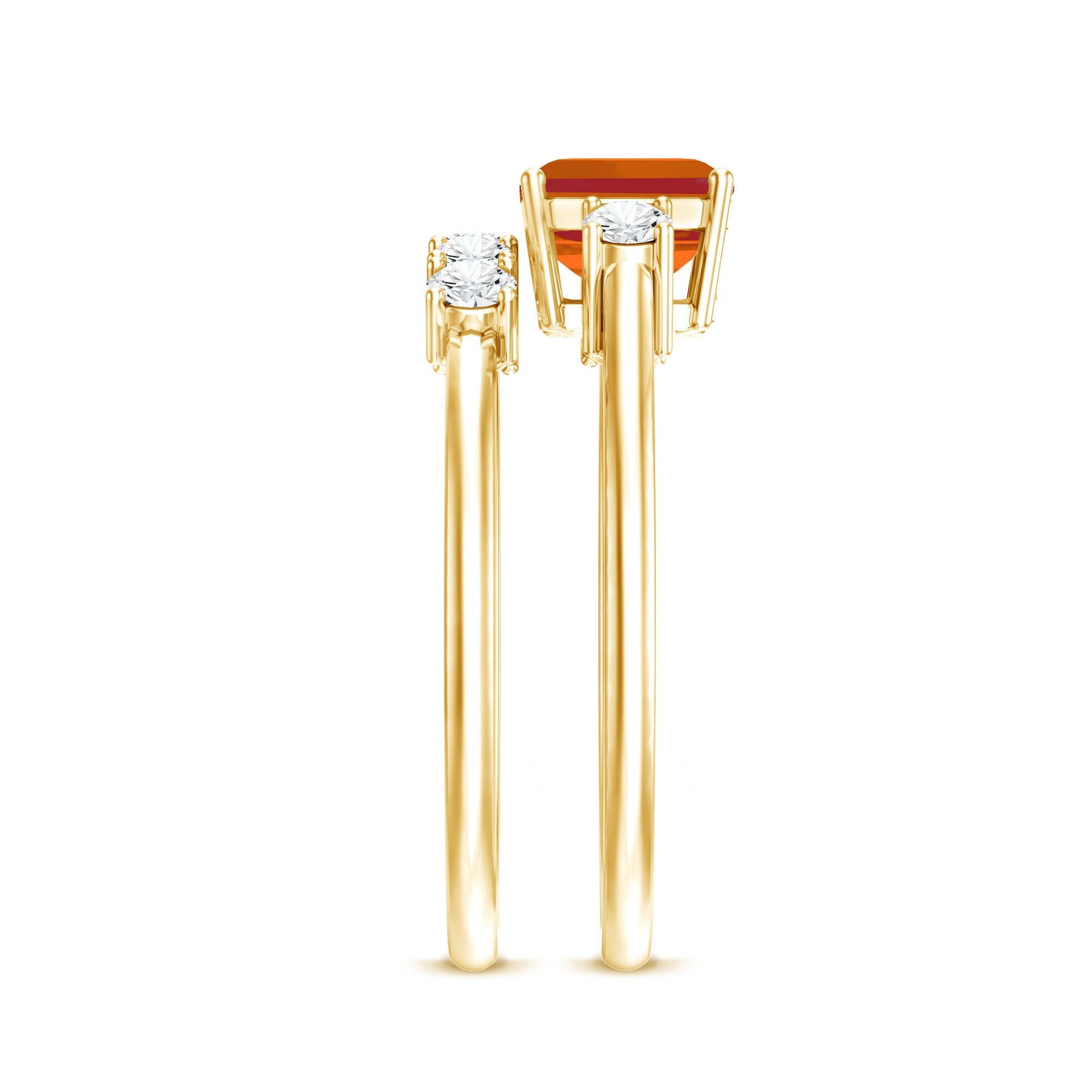 1 Carat Emerald Cut Fire Opal and Diamond Engagement Ring with Enhancer