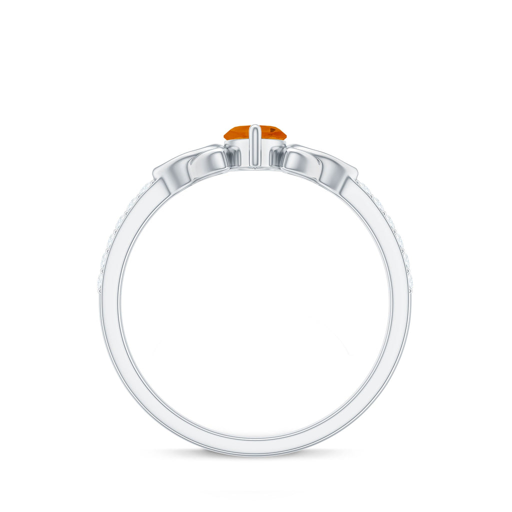 Marquise Cut Fire Opal Celtic Knot Engagement Ring with Diamond