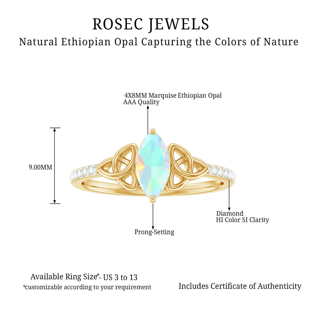 Natural Ethiopian Opal Diamond Engagement Ring with Celtic Knot