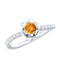 Certified Real Citrine Flower Engagement Ring with Diamond