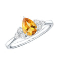 Classic Citrine Teardrop Engagement Ring with Diamond Trio