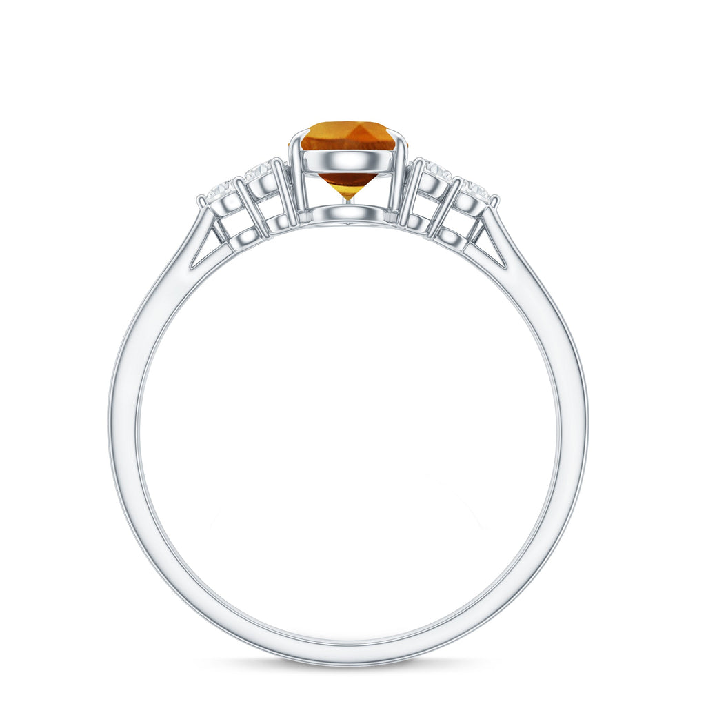 Classic Citrine Teardrop Engagement Ring with Diamond Trio