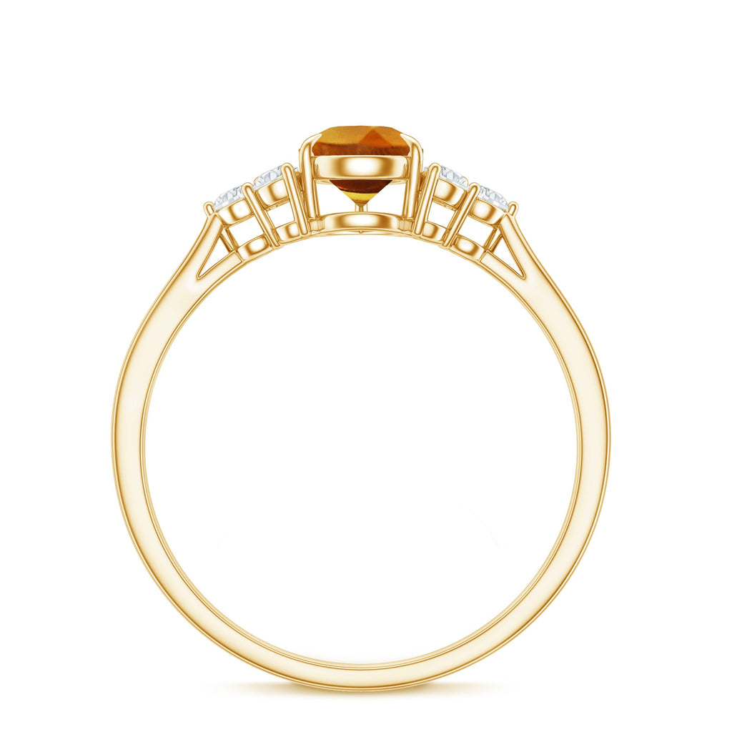 Classic Citrine Teardrop Engagement Ring with Diamond Trio