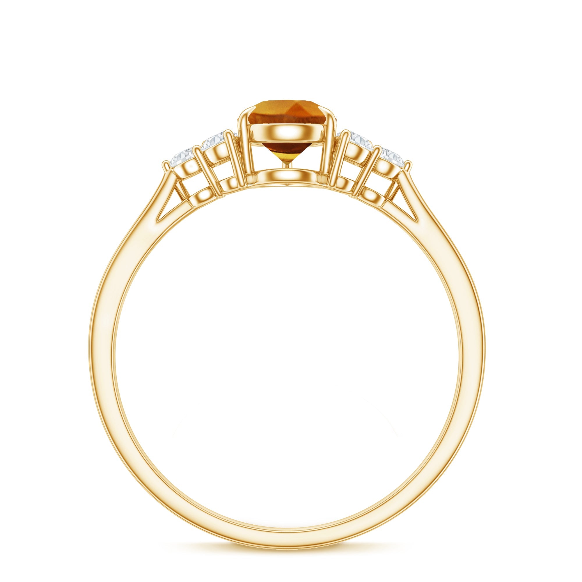 Classic Citrine Teardrop Engagement Ring with Diamond Trio
