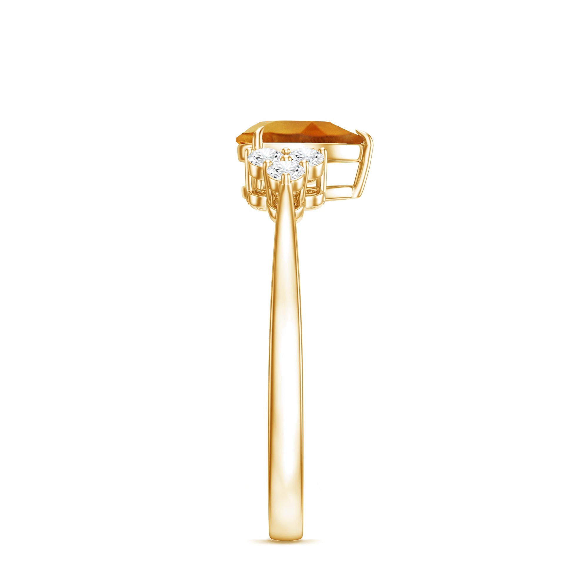 Classic Citrine Teardrop Engagement Ring with Diamond Trio