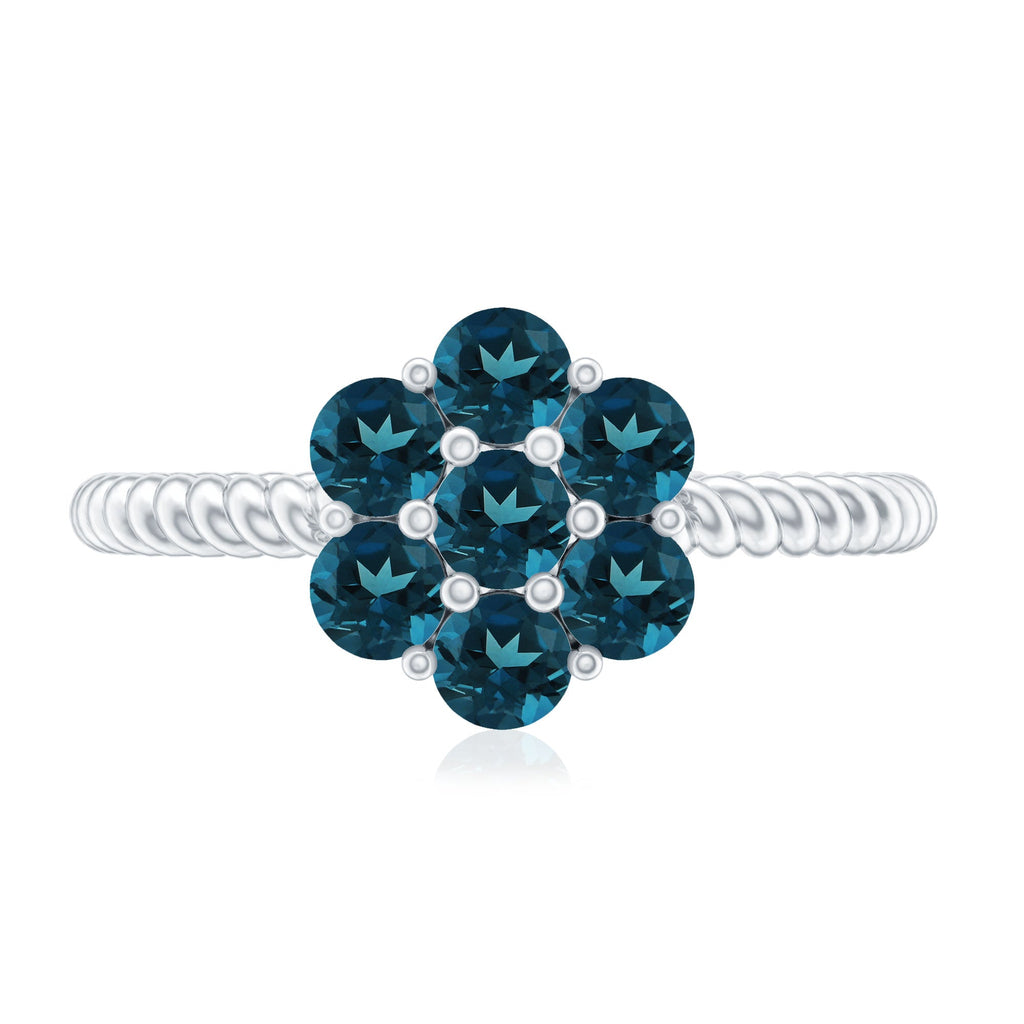London Blue Topaz Floral Engagement Ring For Women