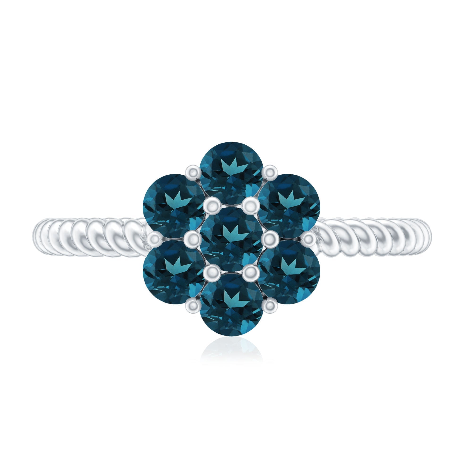 London Blue Topaz Floral Engagement Ring For Women