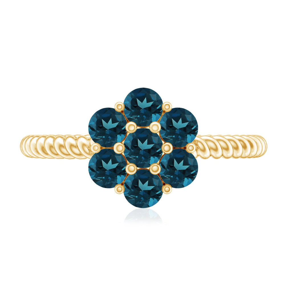 London Blue Topaz Floral Engagement Ring For Women