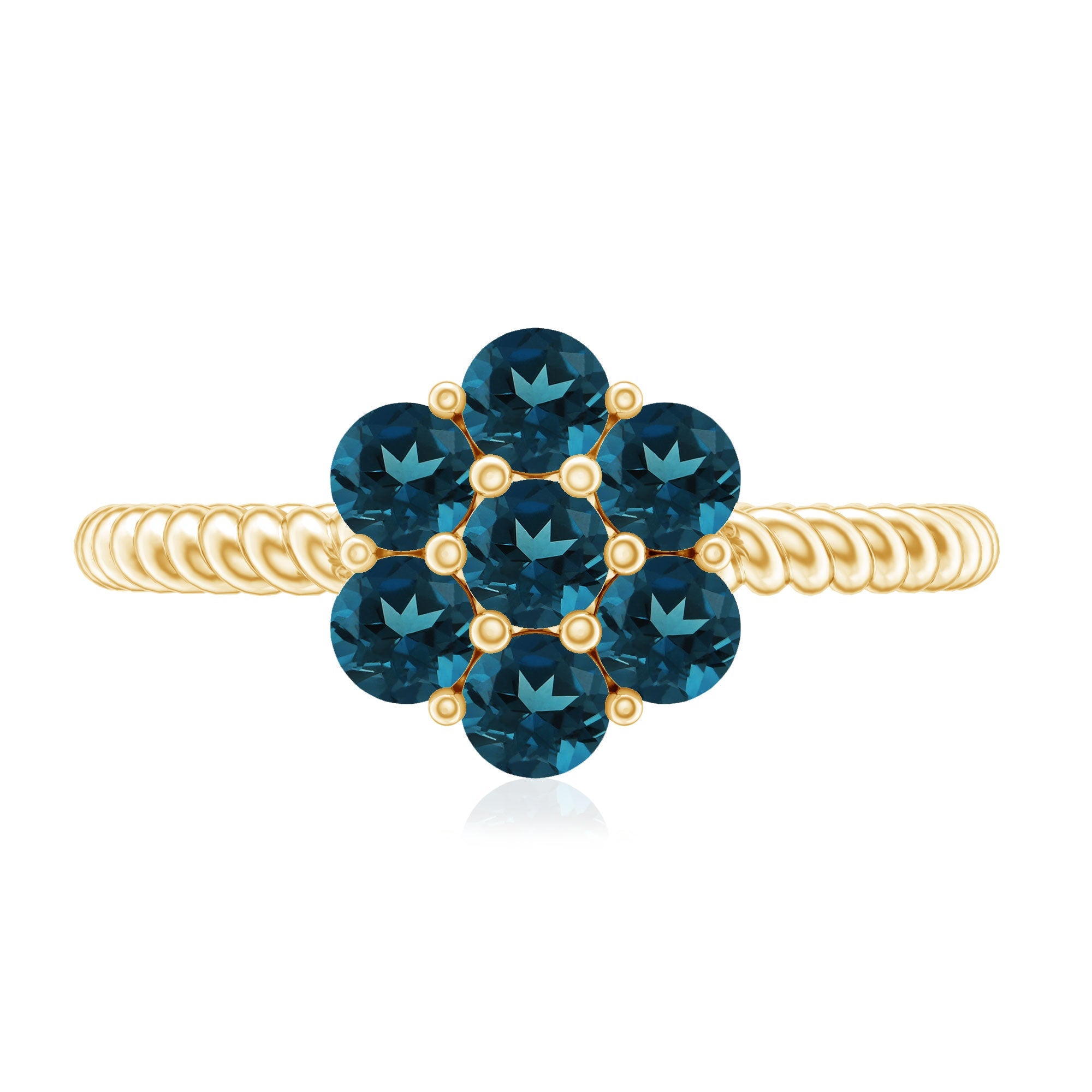 London Blue Topaz Floral Engagement Ring For Women