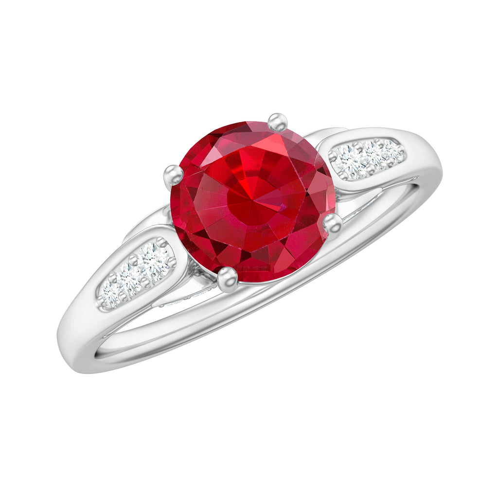 Designer Lab Grown Ruby Solitaire Engagement Ring for Women