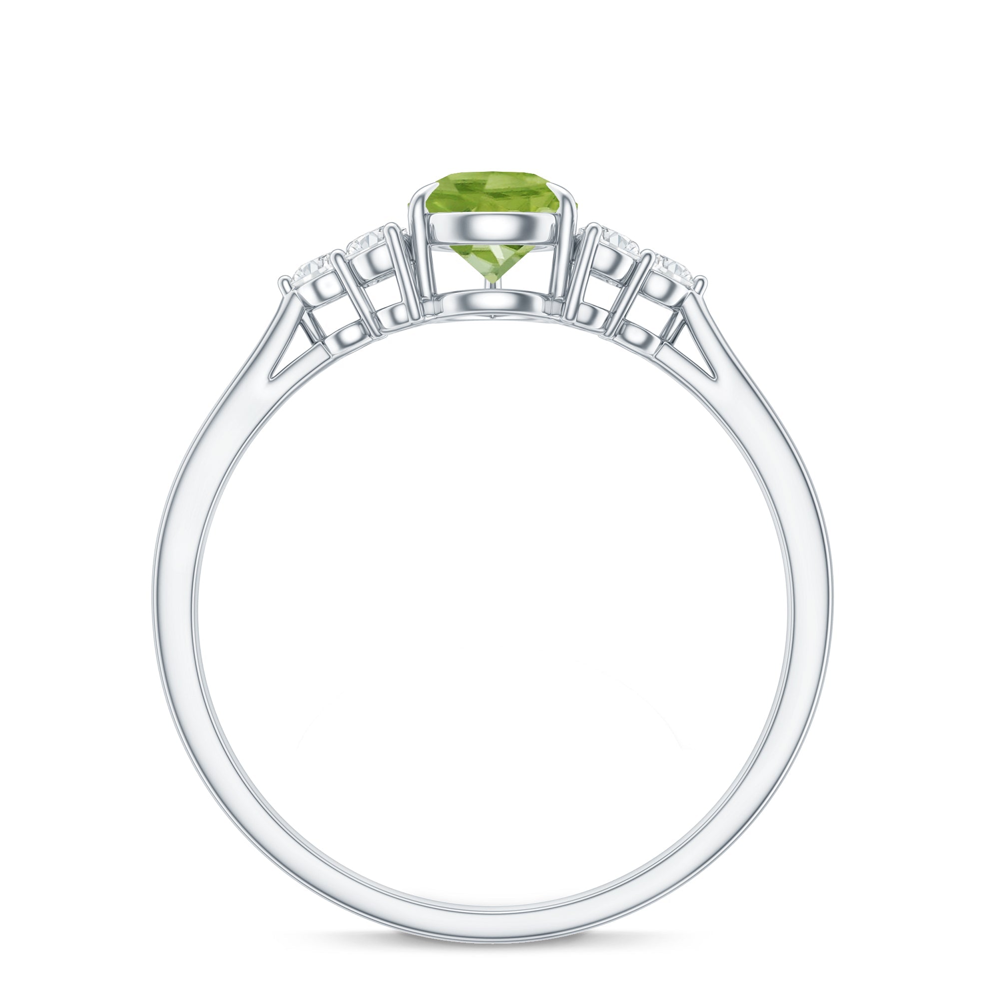 1 Carat Peridot Teardrop Engagement Ring with Diamond Trio