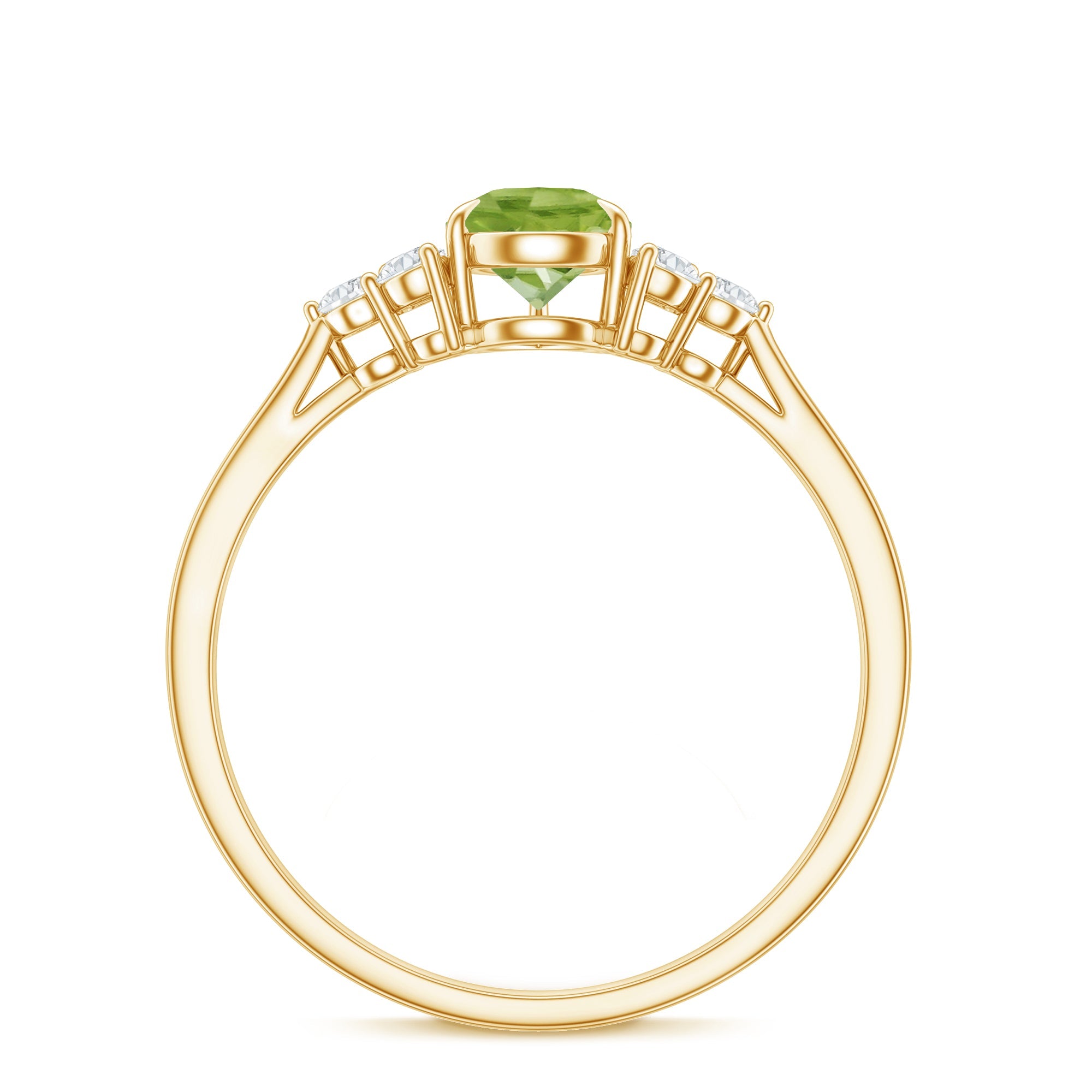 1 Carat Peridot Teardrop Engagement Ring with Diamond Trio