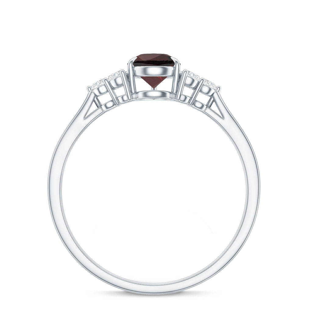 Natural 0.8 Carat Pear Shape Garnet Engagement Ring with Diamond