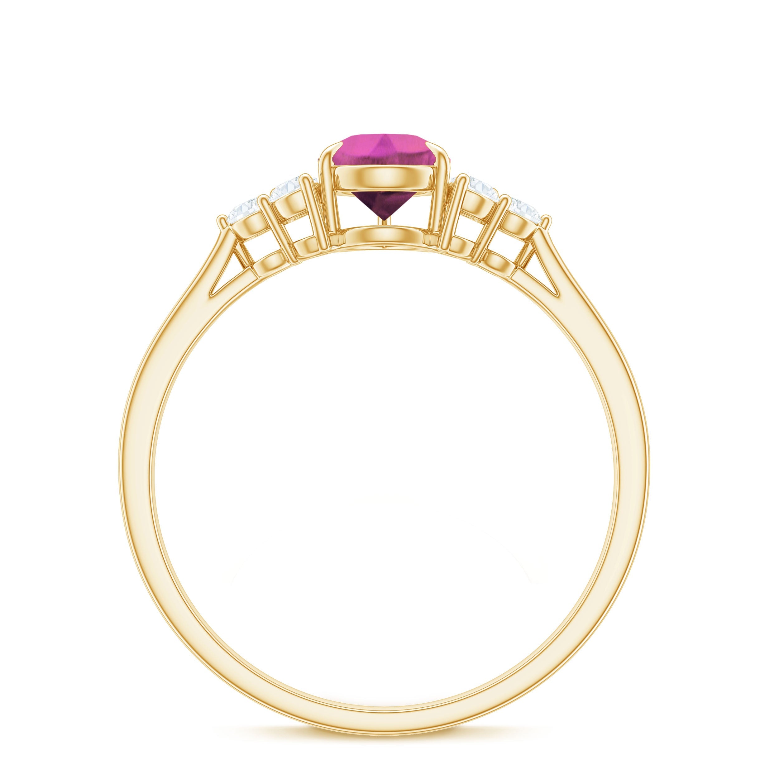 1.6 Carat Natural Pink Tourmaline Teardrop Engagement Ring with Diamond Trio