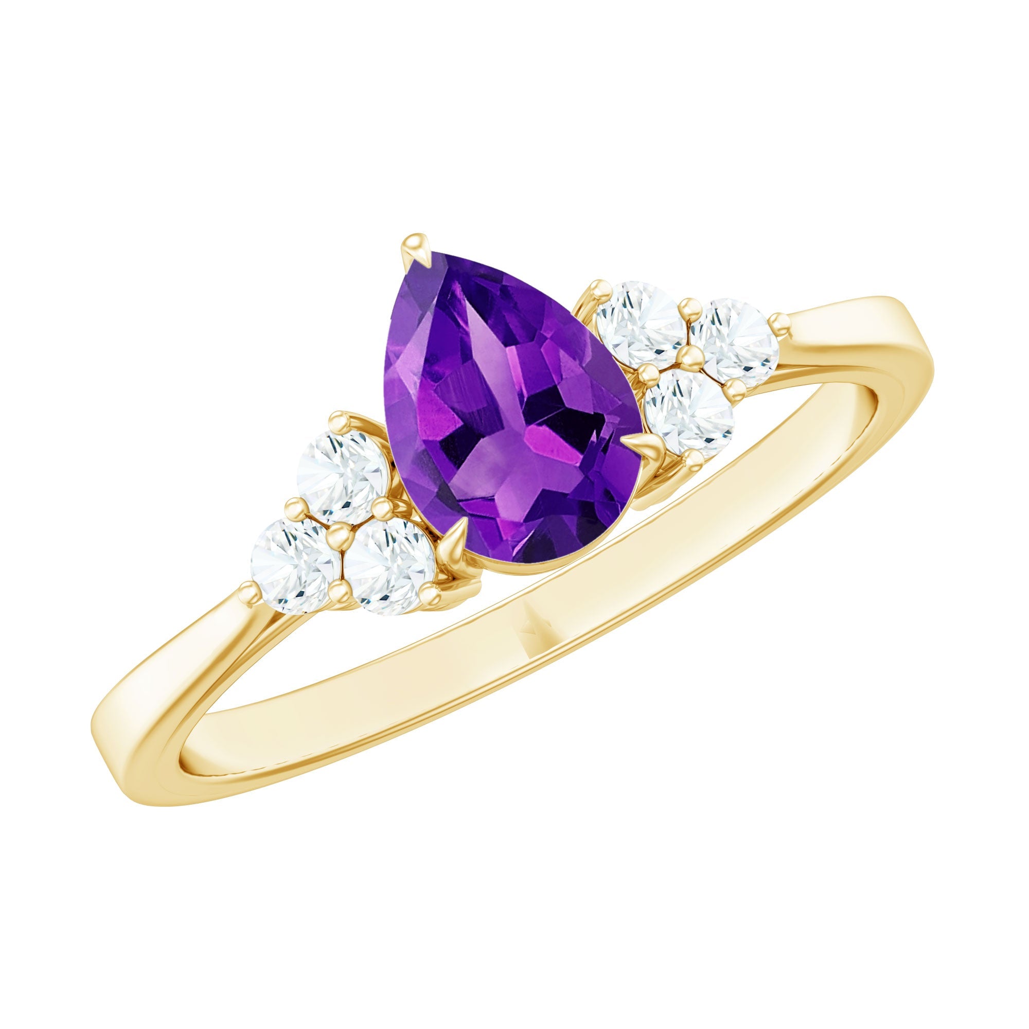 1 Carat Amethyst Engagement Ring with Diamond Trio