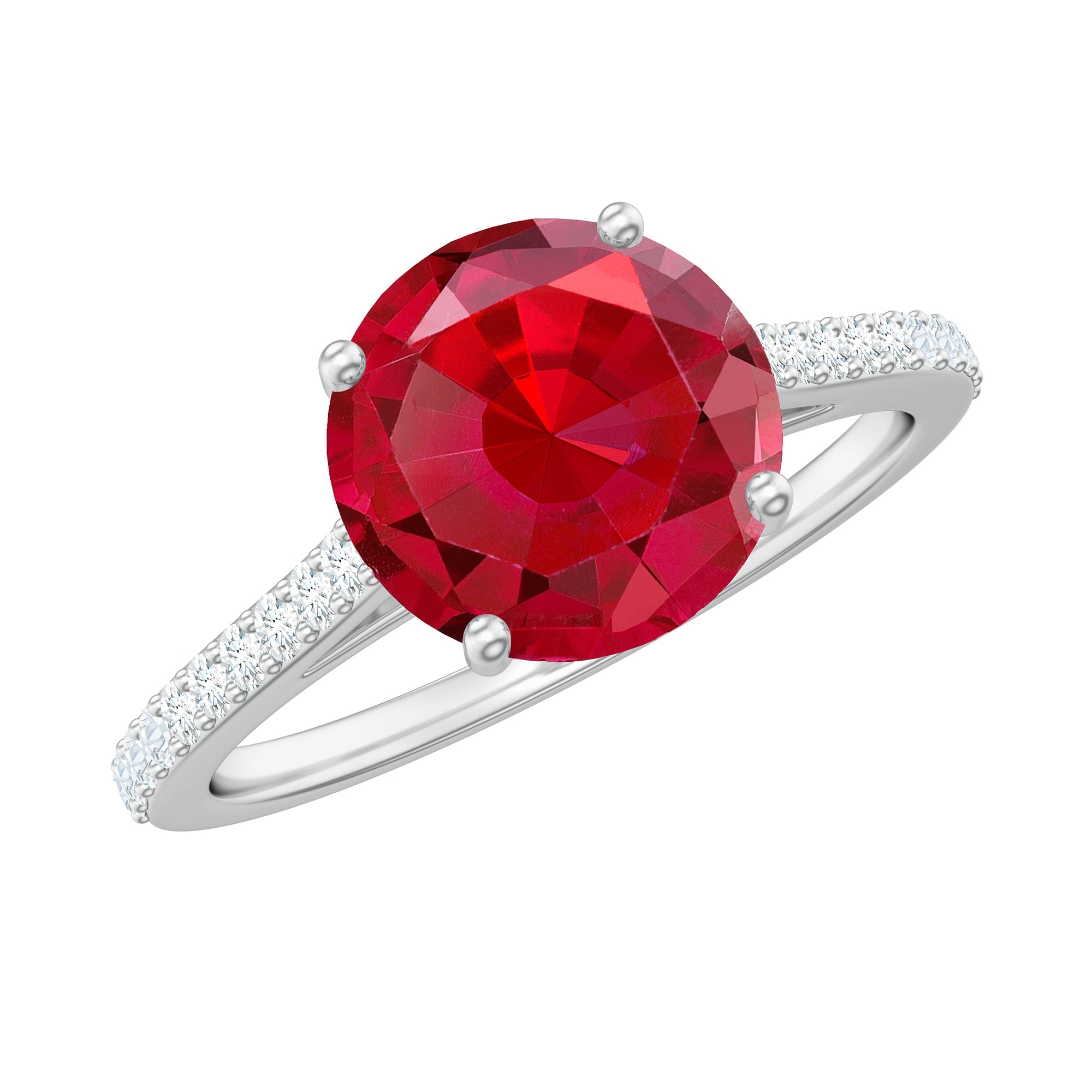 Certified Lab Ruby Solitaire Engagement Ring with Diamonds