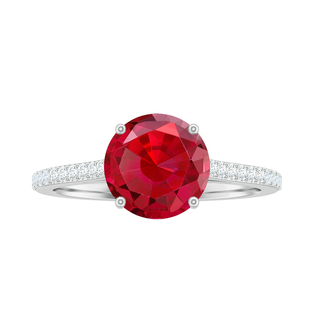 Certified Lab Ruby Solitaire Engagement Ring with Diamonds