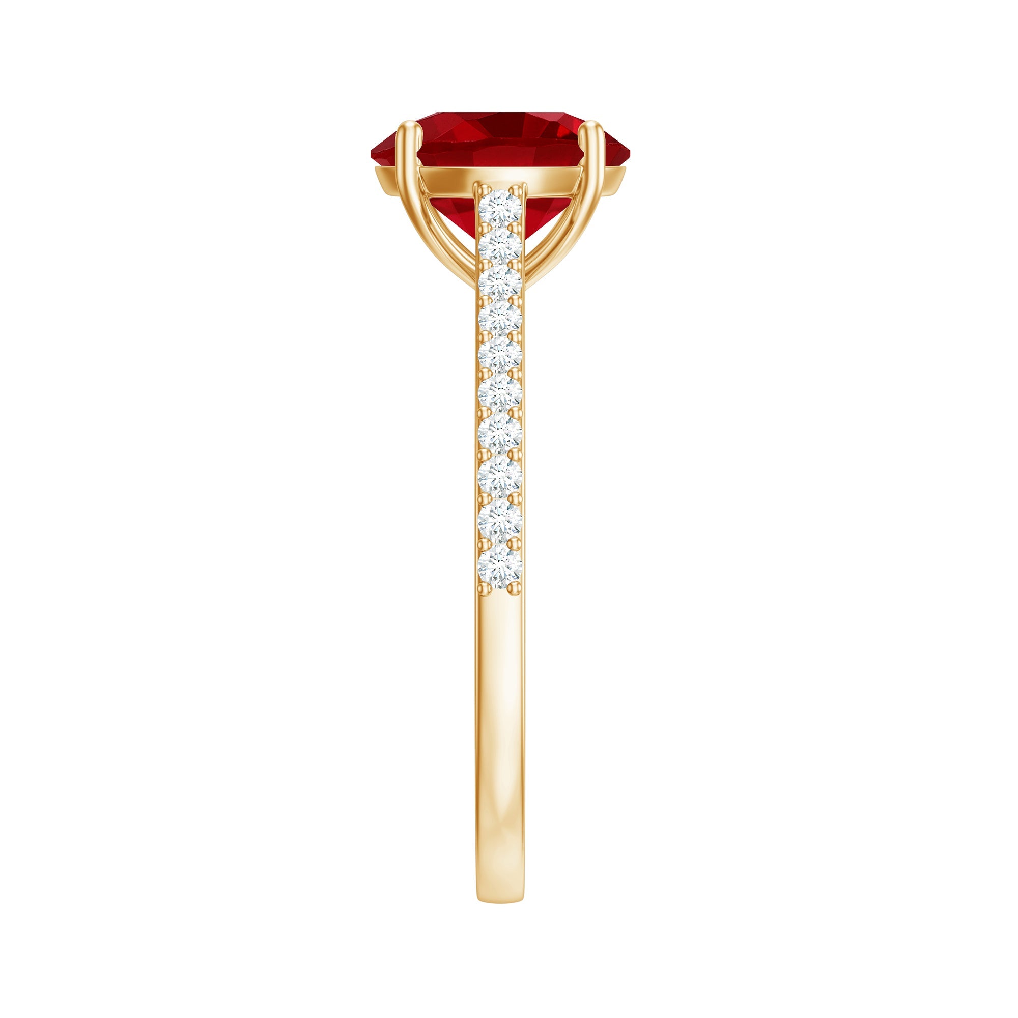 Certified Lab Ruby Solitaire Engagement Ring with Diamonds