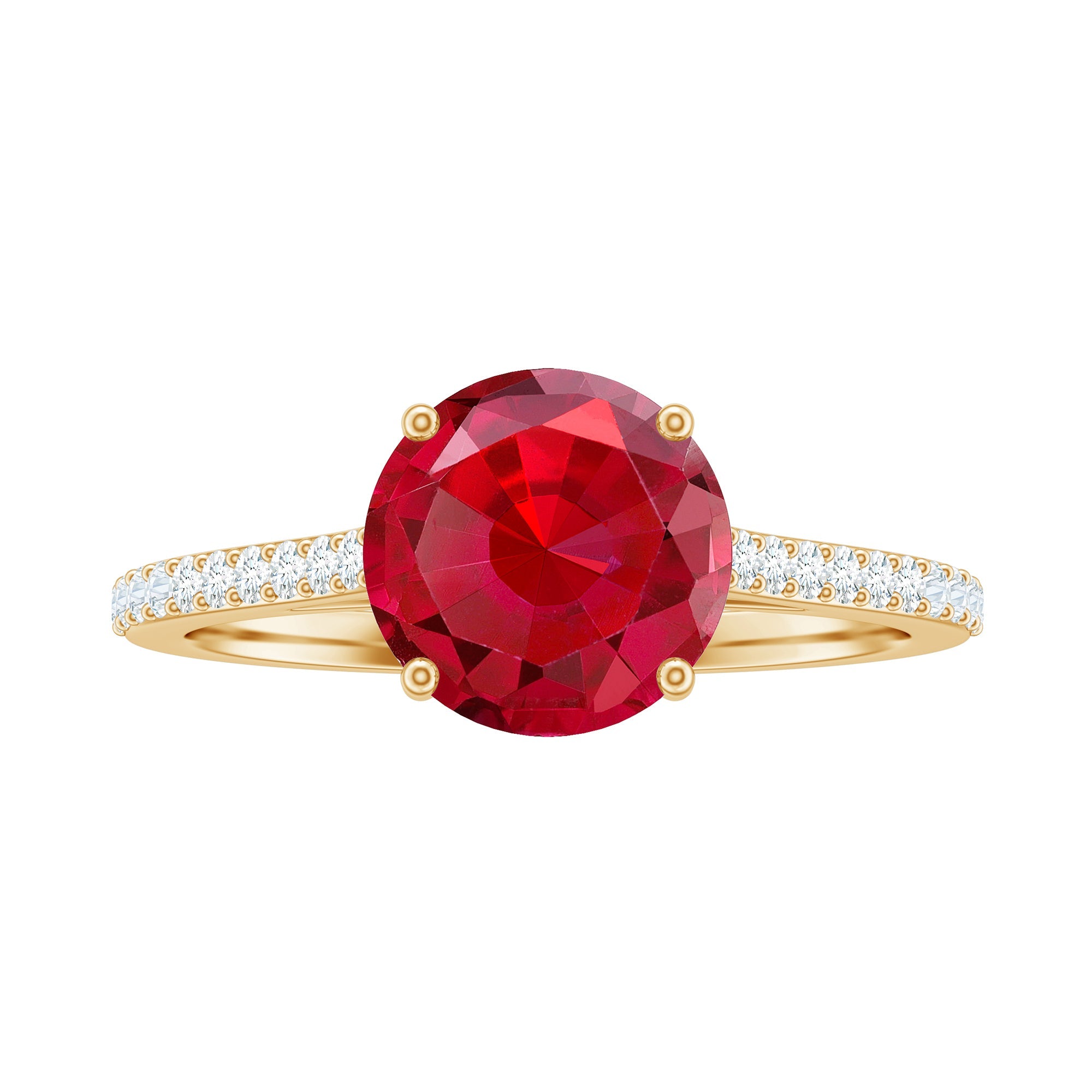 Certified Lab Ruby Solitaire Engagement Ring with Diamonds