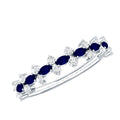 Real Blue Sapphire and Diamond Half Eternity Ring for Women