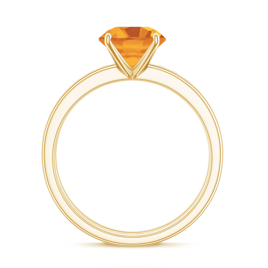 Natural Citrine Wedding Bridal Ring Set with Diamond