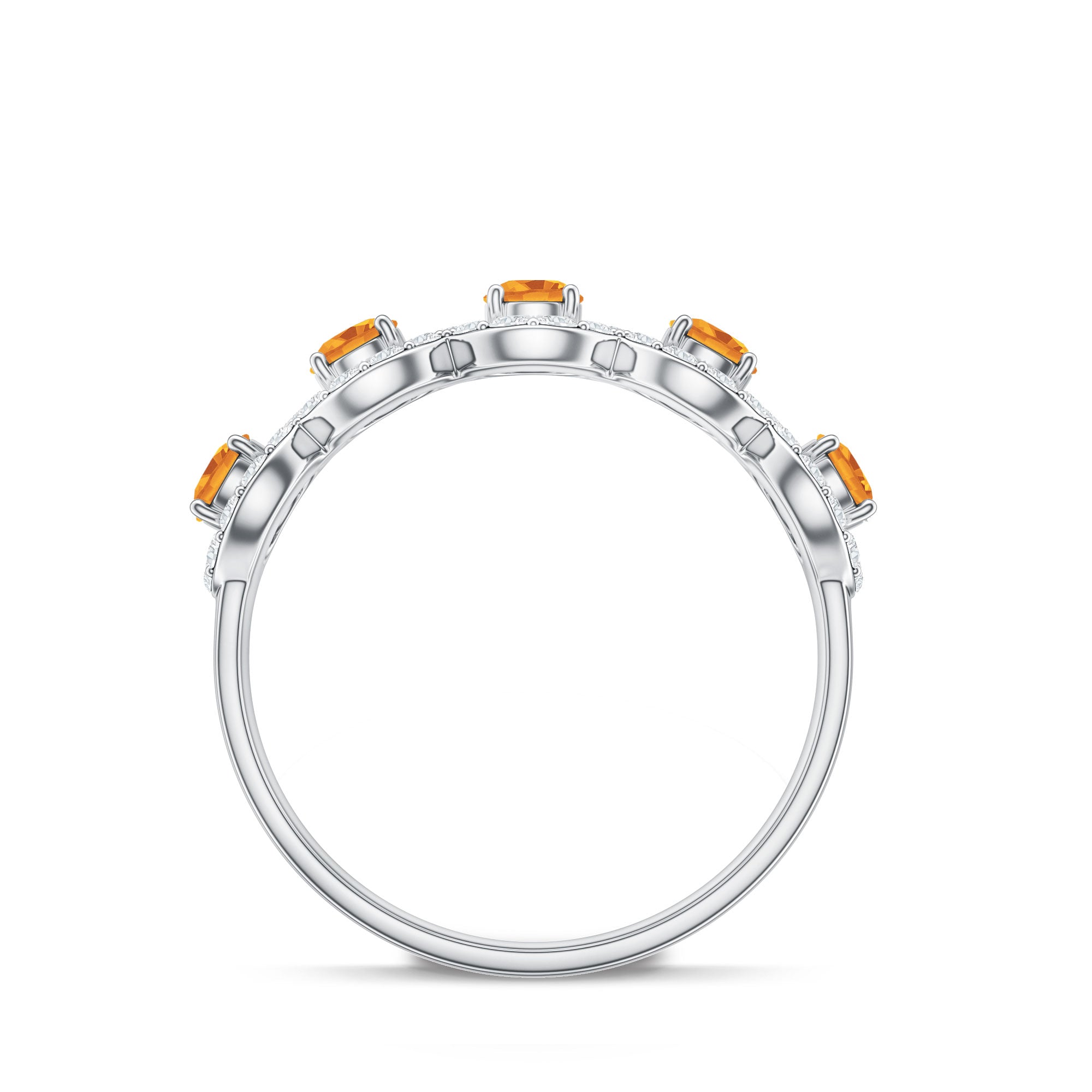 Certified Natural Citrine Diamond Half Eternity Band for Anniversary