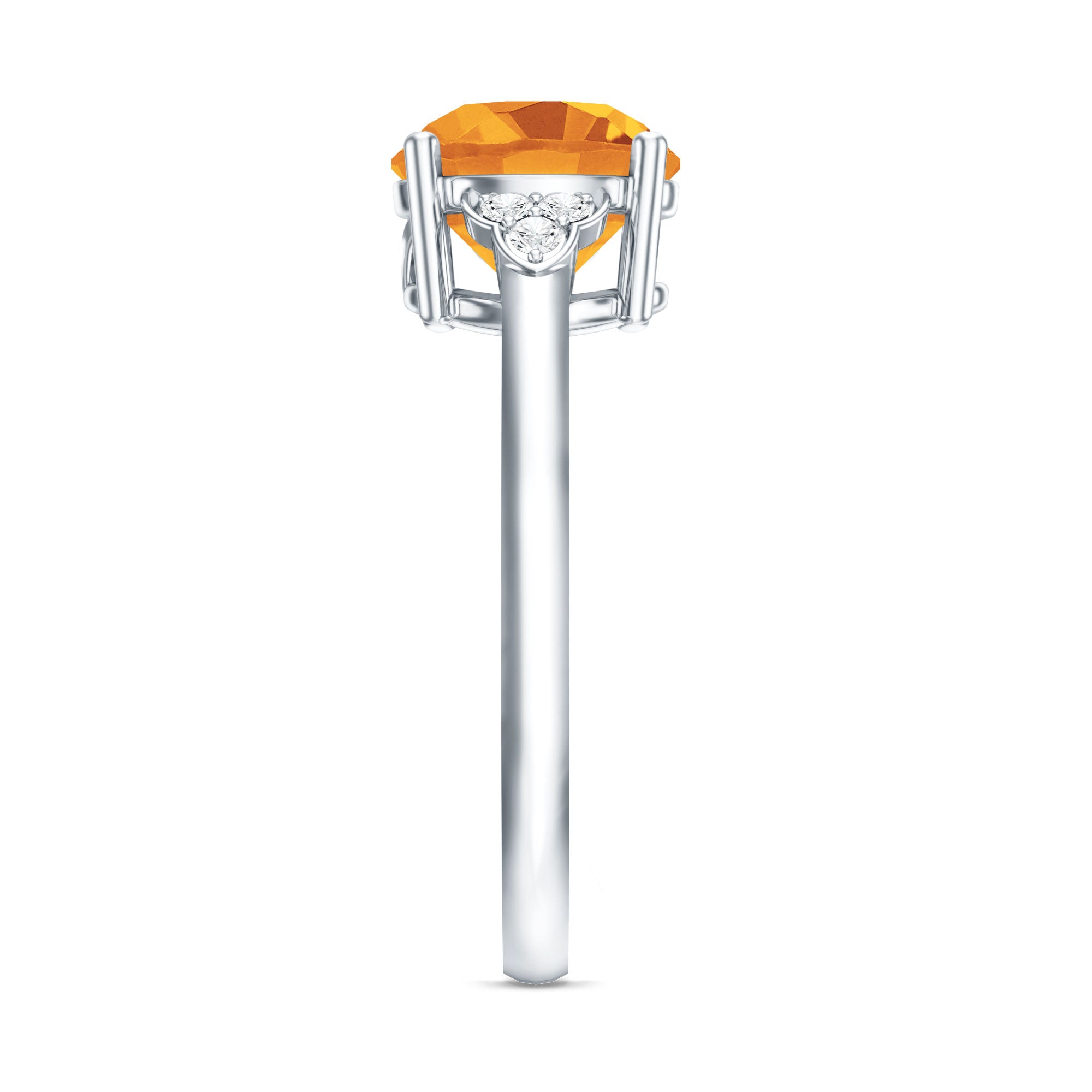 Natural 1.2 Carat Citrine Engagement Ring with Diamond Trio