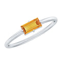 Natural Baguette Citrine Promise Ring in East West Style