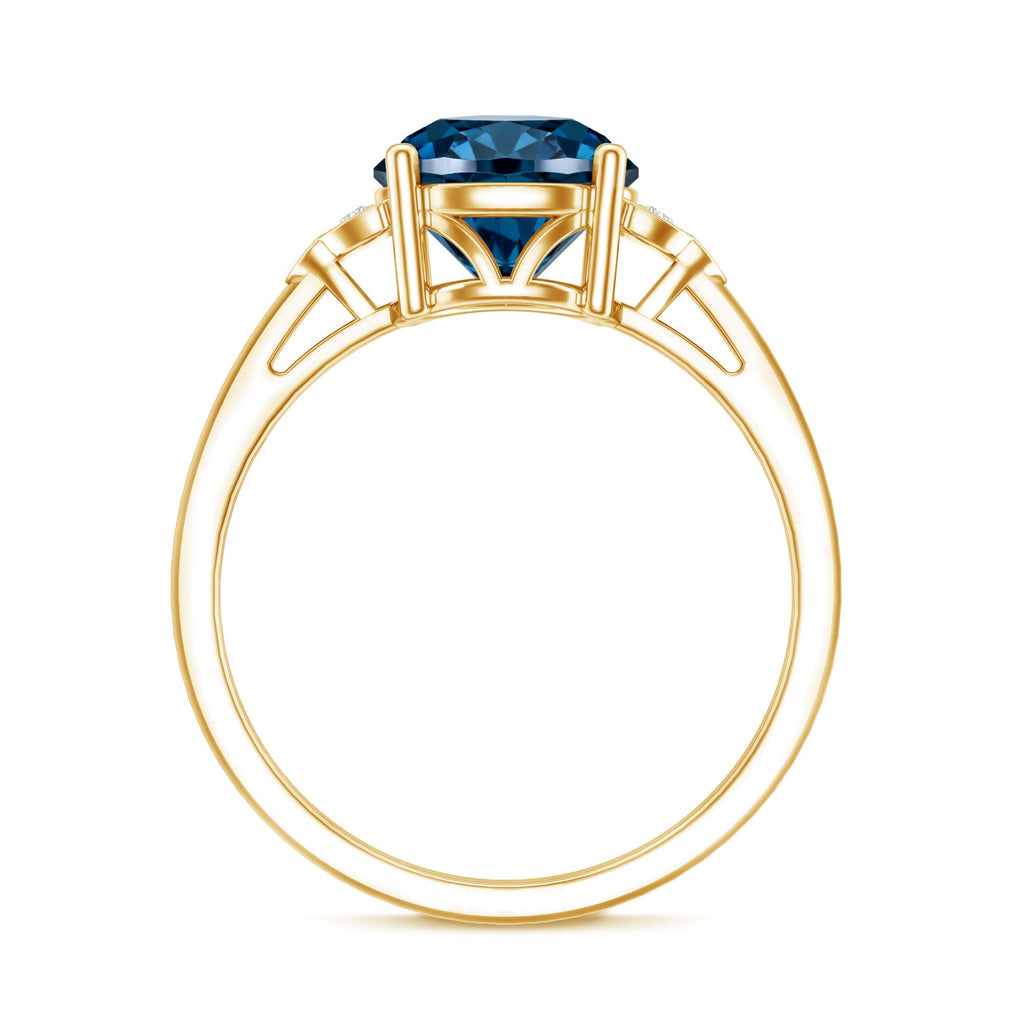 1.3 Carat London Blue Topaz Solitaire Engagement Ring with Diamond Trio