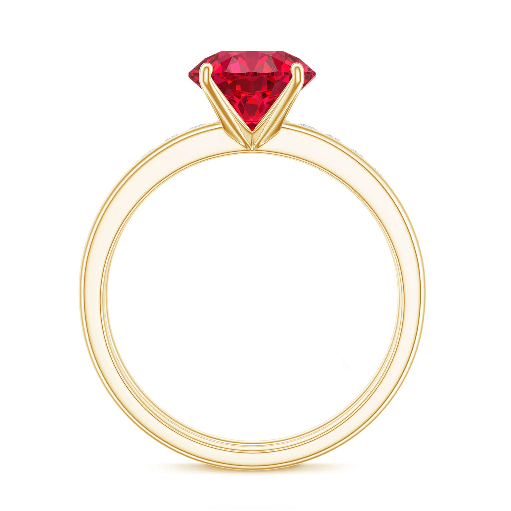 2.3 Carat Solitaire Created Ruby Wedding Ring Set with Diamond