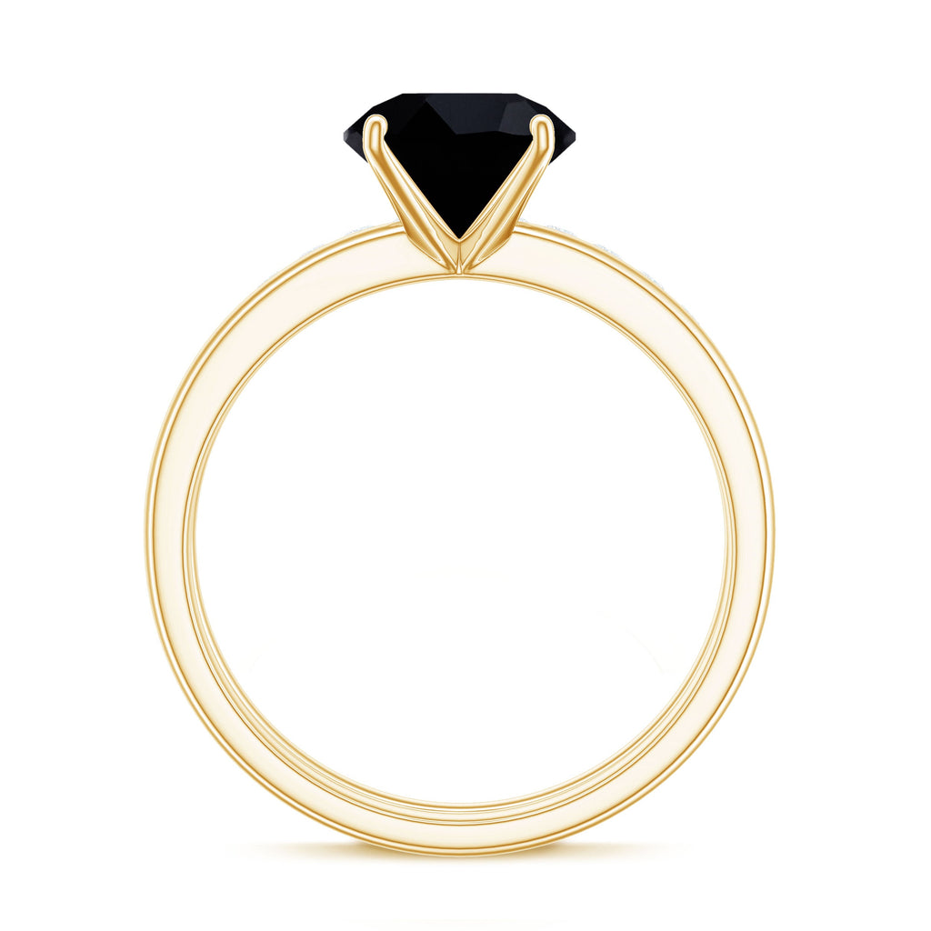 Natural Black Spinel Wedding Engagement Ring Set with Diamond