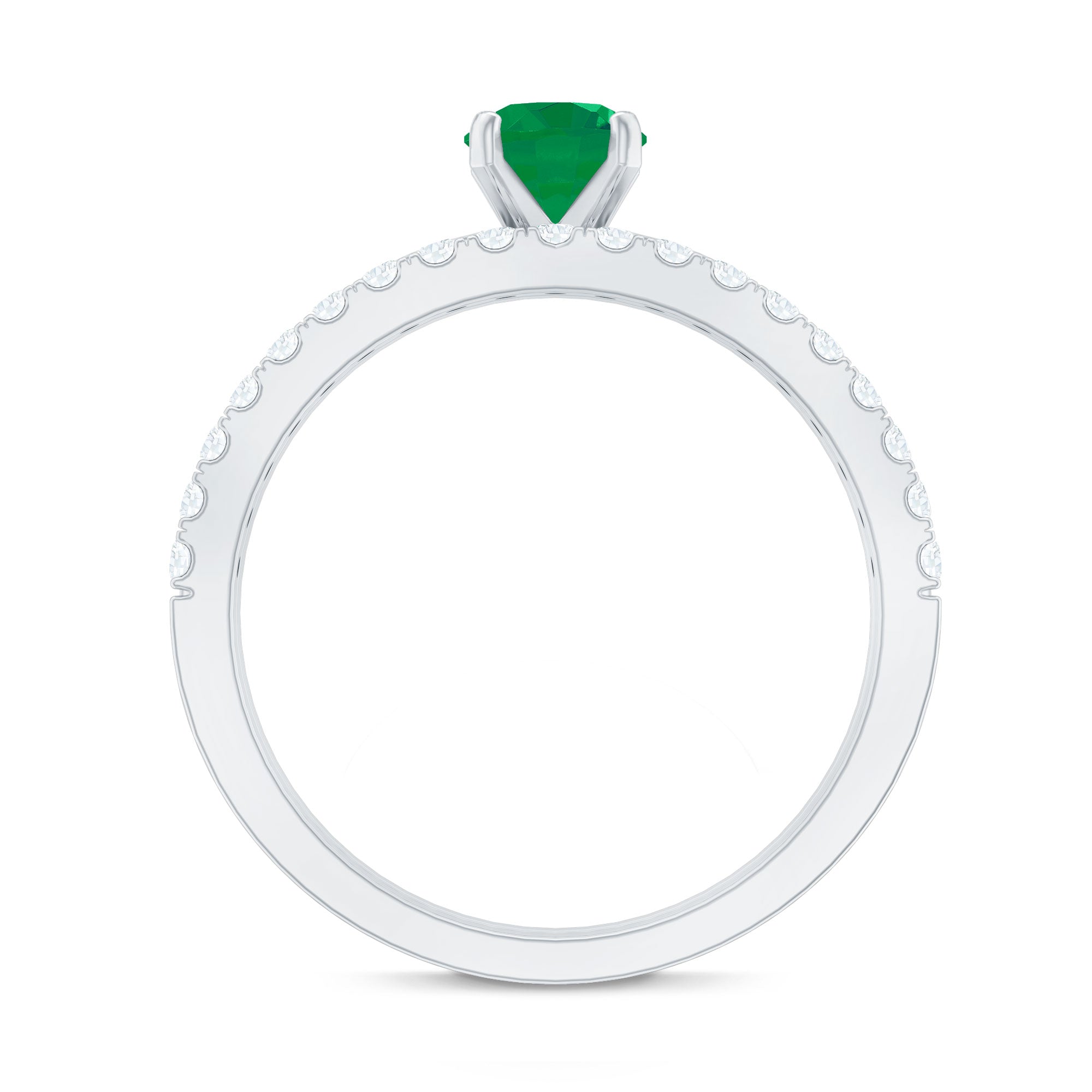 Certified Real Emerald Solitaire Engagement Ring with Diamond Enhancer
