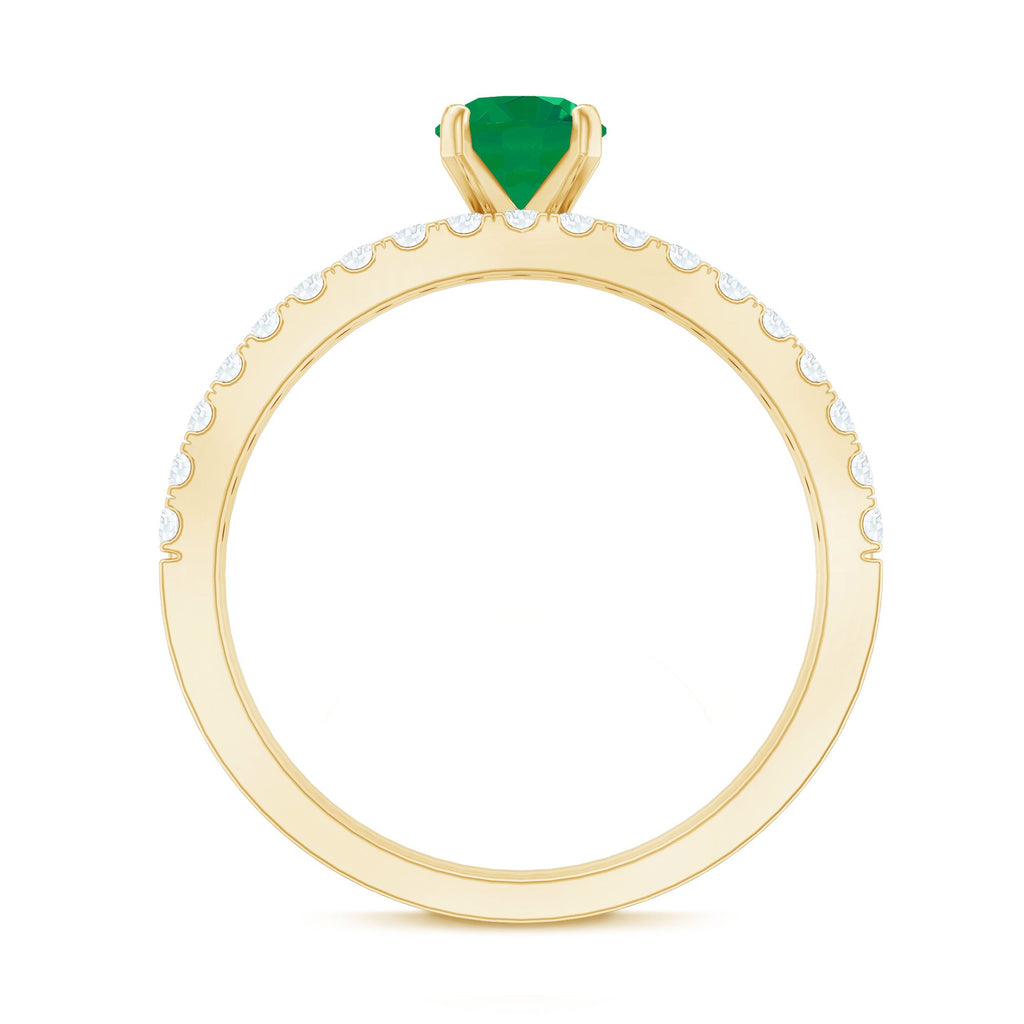 Certified Real Emerald Solitaire Engagement Ring with Diamond Enhancer