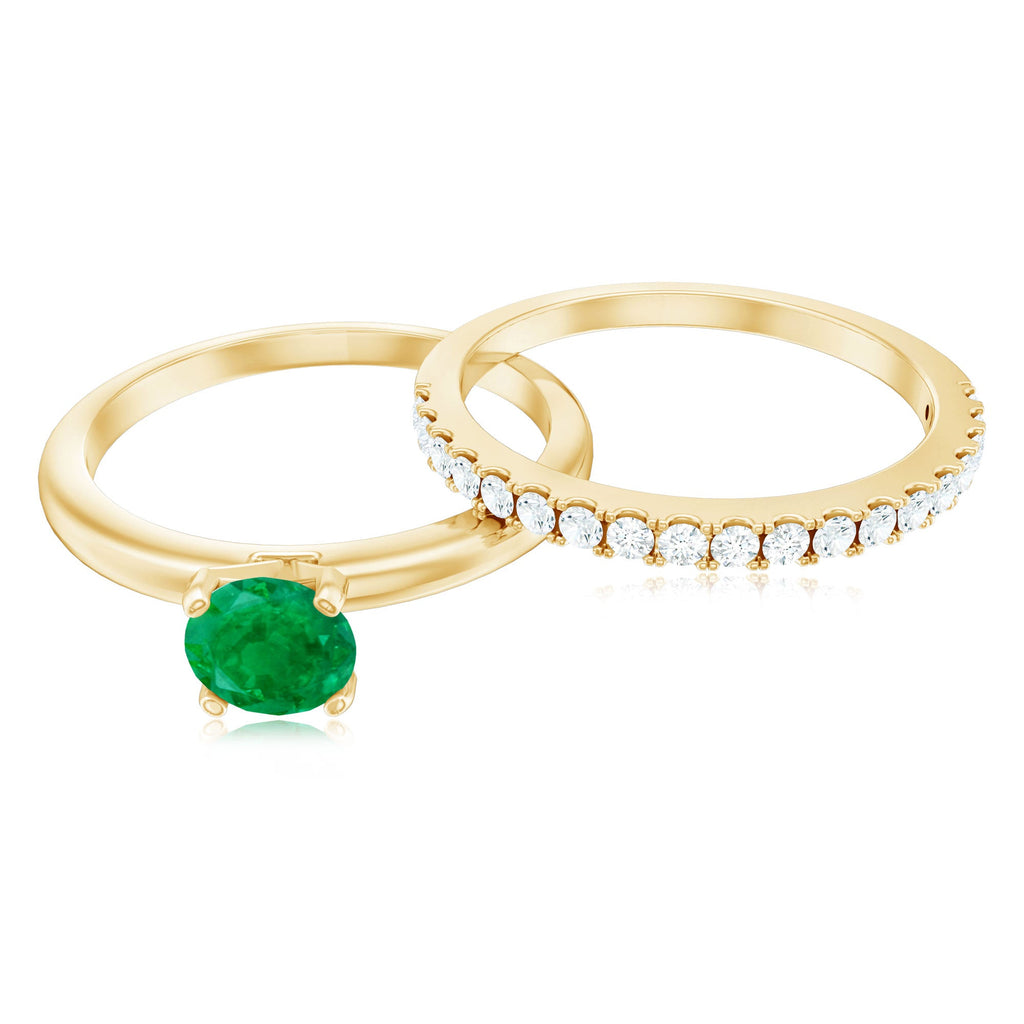 Certified Real Emerald Solitaire Engagement Ring with Diamond Enhancer