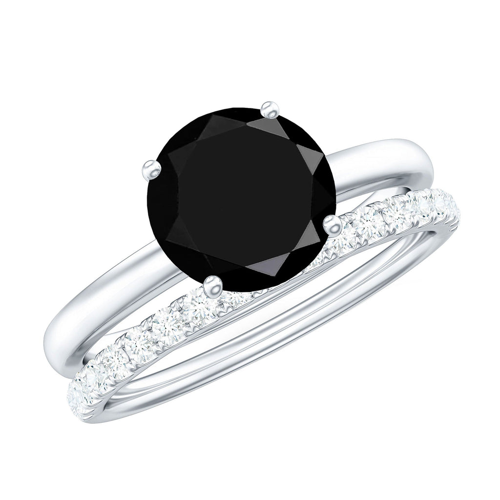 2 Carat Lab Grown Black and White Diamond Engagement Ring with Enhancer