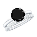 2 Carat Lab Grown Black and White Diamond Engagement Ring with Enhancer