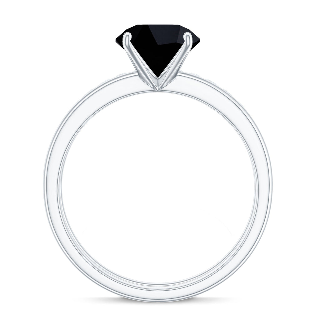 2 Carat Lab Grown Black and White Diamond Engagement Ring with Enhancer