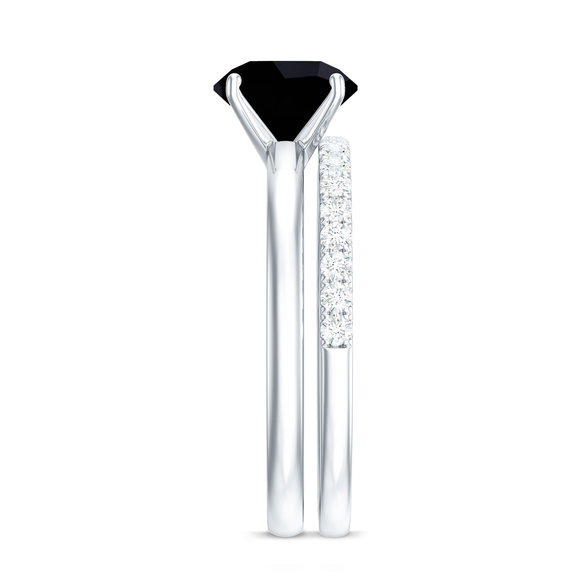 2 Carat Lab Grown Black and White Diamond Engagement Ring with Enhancer