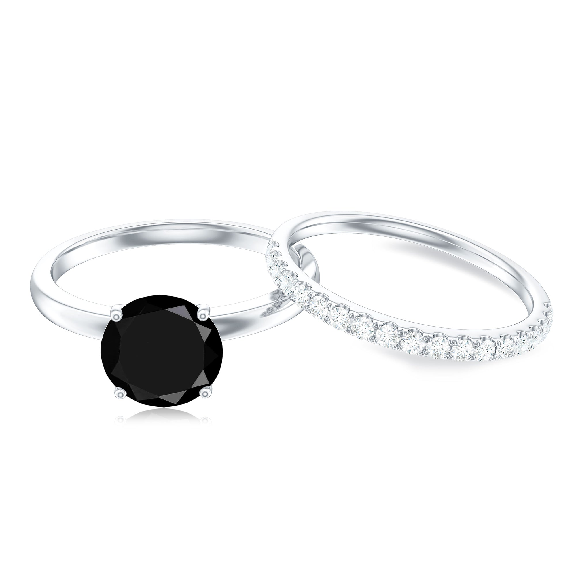 2 Carat Lab Grown Black and White Diamond Engagement Ring with Enhancer