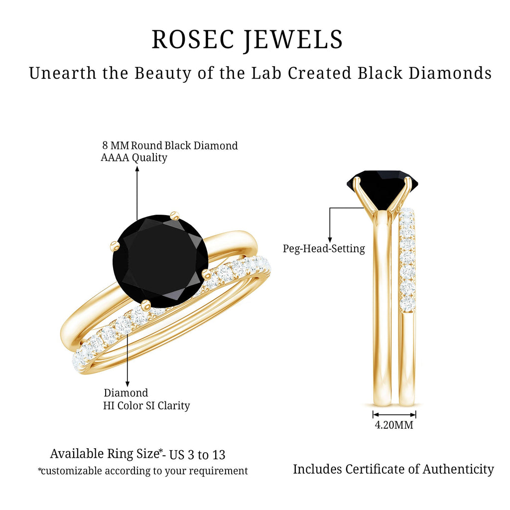 2 Carat Lab Grown Black and White Diamond Engagement Ring with Enhancer