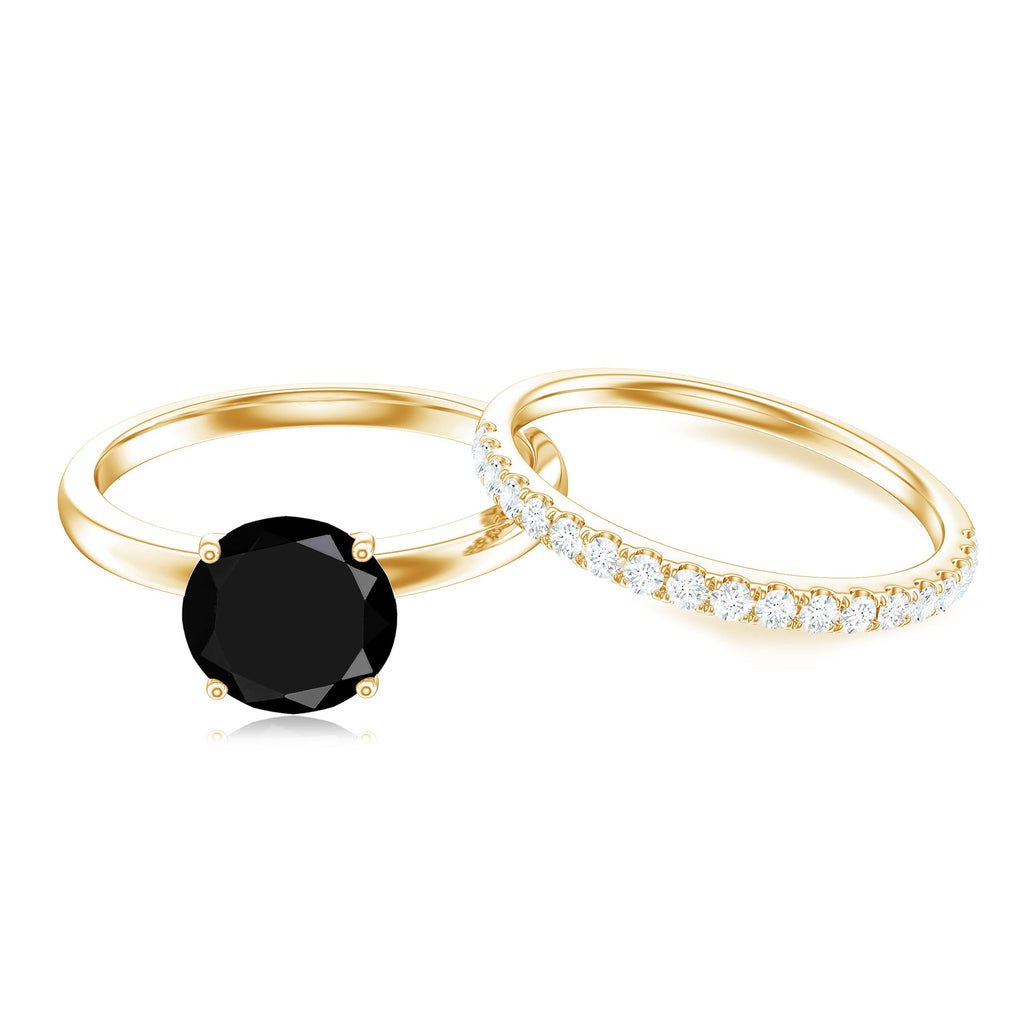 2 Carat Lab Grown Black and White Diamond Engagement Ring with Enhancer