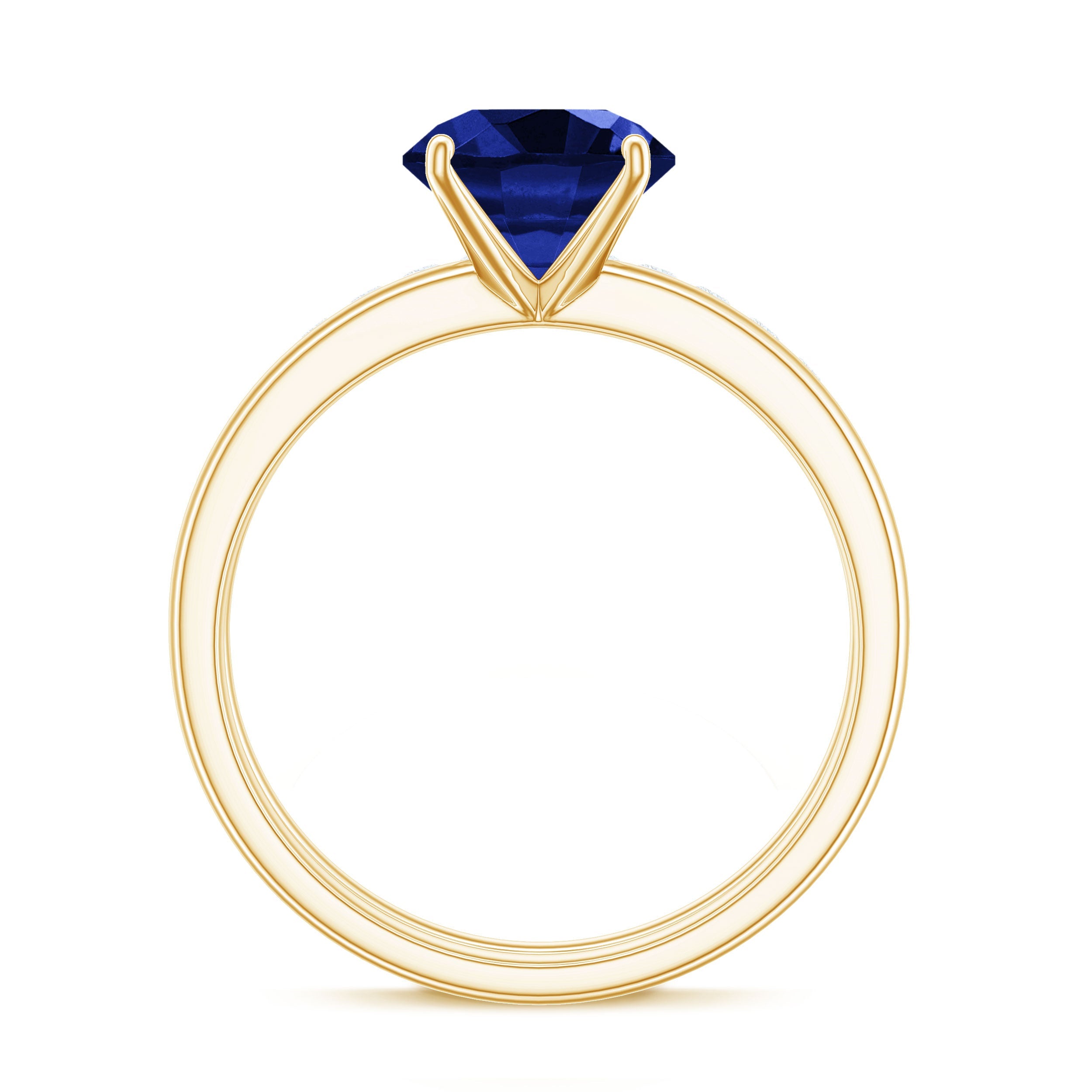 2.7 Carat Round Shape Lab Created Blue Sapphire Solitaire Wedding Ring Set with Diamond Band